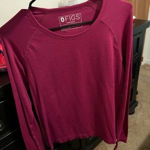 FIGS pink under scrubong sleeve shirt
